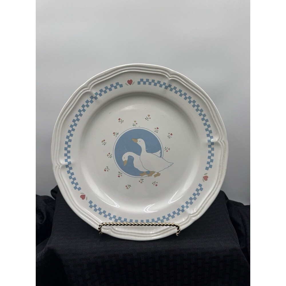 Vtg 80’s Cottagecore Geese Goose Heart Chop Plate Platter Moonlight Stoneware